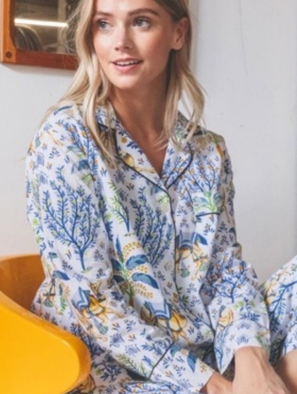Printfresh Camel's Courtyard Organic Cotton Poplin Long Sleeve Pajama Shirt